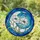 Crescent Moon Iridescent Poppies Dragonfly - Tiffany Glass Cosmic Teal Ocean Blue Stained Glass Suncatcher - 1