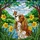 Cavalier King Charles Spaniel Dog Butterfly Daffodil Tiffany Stained Glass Art Gift Stained Glass Suncatcher - 5