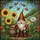 Jovial Garden Gnome Sunflowers Bumblebees Tiffany Glass Garden Mosaic Scene Art Stained Glass Suncatcher - 5