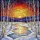 Snowy Winter River Birch Trees Golden Sunset - Tiffany Glass Jewel Tone Art Display Stained Glass Suncatcher - 5