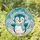 Smiling Cartoon Penguin Rosy Cheeks Light Blue Scarf Earmuffs Winter Snowflakes Gift Stained Glass Suncatcher - 1