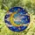 Golden Ornate Crescent Moon Stars Swirling Clouds Stained Glass Night Sky Mosaic Pattern Stained Glass Suncatcher - 1