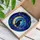 Black Cat Golden Moon Cosmic Star Swirl - Deep Blue Teal Stained Glass Look Window Decor Stained Glass Suncatcher - 3