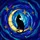 Black Cat Golden Moon Cosmic Star Swirl - Deep Blue Teal Stained Glass Look Window Decor Stained Glass Suncatcher - 5