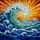 Massive Ocean Wave Golden Sunset Sky - Tiffany Style Stained Glass Jewel Tone Water Stained Glass Suncatcher - 5