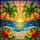 Tropical Sunset Ocean Palm Trees Hibiscus Stained Glass - Beach Seascape Art Stained Glass Suncatcher - 5