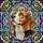 Beagle Dog Stained Glass Portrait - Tiffany Style Jewel Tones Full Frame Mosaic Art Stained Glass Suncatcher - 5