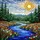 Detailed Blue River Valley Wildflower Pine Tree Mountain Sun Tiffany Glass Art Decor Stained Glass Suncatcher - 5