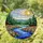 Detailed Blue River Valley Wildflower Pine Tree Mountain Sun Tiffany Glass Art Decor Stained Glass Suncatcher - 1