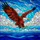 Bald Eagle Flying Sky Clouds Ocean Intricate Stained Glass Look Jewel Tones Art Stained Glass Suncatcher - 5