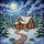 Glowing Stained Glass Snow Cabin Pine Trees Winter Night Scene Holiday Home Decor Stained Glass Suncatcher - 5