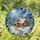 Glowing Stained Glass Snow Cabin Pine Trees Winter Night Scene Holiday Home Decor Stained Glass Suncatcher - 1