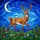 Stag Multi-Pronged Antlers Stained Glass Mosaic - Moonlit Sky, Wildflowers & Jewel Tones Stained Glass Suncatcher - 5
