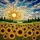 Sunflower Field Stained Glass Window Art - Radiant Sun Hills Trees Sky Home Decor Stained Glass Suncatcher - 5