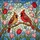 Highly Detailed Male Female Cardinal Stained Glass Red Tulips - Tiffany Window Art Stained Glass Suncatcher - 5