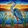 Great Blue Heron Colorful Stained Glass - Tiffany Style Reeds Blossoms Water Landscape Stained Glass Suncatcher - 5