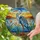 Great Blue Heron Colorful Stained Glass - Tiffany Style Reeds Blossoms Water Landscape Stained Glass Suncatcher - 2
