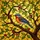 Vibrant Small Bird Tiffany Stained Glass Mosaic Art – Jewel Tones, Branch & Leaves Stained Glass Suncatcher - 5