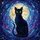 Black Cat Full Moon Cosmic Starry Night Tiffany Style Stained Glass Jewel Tones Stained Glass Suncatcher - 5