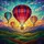 Hot Air Balloon Mountains Sunset Tiffany Glass Mosaic - Colorful Jewel Tone Design Stained Glass Suncatcher - 5