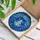 Tiffany Style Blue-Eyed Cat Stained Glass Art Panel with Blue Butterflies & Violet Flowers Stained Glass Suncatcher - 3
