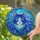 Tiffany Style Blue-Eyed Cat Stained Glass Art Panel with Blue Butterflies & Violet Flowers Stained Glass Suncatcher - 2