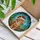 Orange Tabby Kitten Santa Hat Holly Berries Winter Sky Mosaic Christmas Cat Lover Gift Stained Glass Suncatcher - 3