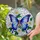 Blue Purple Butterfly Stained Glass Daisy Flowers - Tiffany Mosaic Iridescent Art Decor Stained Glass Suncatcher - 2