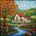 Tiffany Stained Glass Countryside House Red Roof Autumn Tree Garden River Art Stained Glass Suncatcher - 5