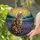 Majestic Tabby Cat Lavender Fields Sunrise - Tiffany Glass Inspired Art Display Stained Glass Suncatcher - 2
