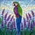 Highly Detailed Macaw Parrot & Purple Lavender Stained Glass Art - Tiffany Style Decor Gift Stained Glass Suncatcher - 5