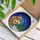 Hippo Santa Hat Christmas Trees Starry Sky Snow Mosaic Glowing - Festive Holiday Decor Gift Stained Glass Suncatcher - 3