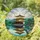 Golden Japanese Temple Cherry Blossom Stained Glass Art - Mirrored Water Garden Stained Glass Suncatcher - 1