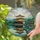 Golden Japanese Temple Cherry Blossom Stained Glass Art - Mirrored Water Garden Stained Glass Suncatcher - 2