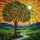 Stained Glass Mosaic Tree Sun Birds Mountain River Landscape Jewel Tone Home Decor Stained Glass Suncatcher - 5