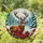 Deer Antlers Poinsettia Snowy Winter Forest - Tiffany Stained Glass Christmas Holiday Gift Stained Glass Suncatcher - 1