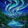 Aurora Borealis Tiffany Stained Glass Jewel Tone Mountain Lake Night Sky Forest Stained Glass Suncatcher - 5