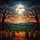 Full Moon Gnarled Trees Bat Tombstones Twilight Landscape - Spooky Halloween Home Decor Stained Glass Suncatcher - 5