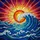 Massive Ocean Wave Orange Sun Stained Glass - Colorful Tiffany Jewel Tones Sunrise Sky Stained Glass Suncatcher - 5