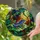 Blue Frog Red Eye Green Leaf Stained Glass - Jungle Mosaic Tiffany Jewel Tone Decor Stained Glass Suncatcher - 2