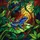 Blue Frog Red Eye Green Leaf Stained Glass - Jungle Mosaic Tiffany Jewel Tone Decor Stained Glass Suncatcher - 5