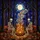 Skeletons Roasting Marshmallows Campfire - Nocturnal Forest Moon Stars Tiffany Glass Stained Glass Suncatcher - 5