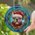 French Bulldog Santa Hat Stained Glass Blue Mosaic - Christmas Dog Lover Holiday Gift Stained Glass Suncatcher - 2