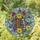 Stacked Old Books Stained Glass with Marigolds Tulips Pansies & Mosaic Patterns Gift for Readers Stained Glass Suncatcher - 1