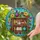 Rustic Three-Tier Stained Glass Bookshelf, Flowers, Open Book & Teal Mosaic Stained Glass Suncatcher - 2