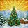 Intricate Tiffany Stained Glass Christmas Tree Log Cabin Snow Mountains Sun Holiday Decor Stained Glass Suncatcher - 5
