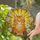 Ginger Tabby Cat Green Eyes White Daisies Sunburst Mosaic - Intricate Tiffany Glass Art Stained Glass Suncatcher - 2
