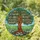 Majestic Tree with Books, Butterflies, Flowers, Rolling Hills, Jewel Tone Stained Glass Stained Glass Suncatcher - 1