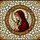 Serene Veiled Woman Prayer Stained Glass Mosaic - Red Robe, Amber Border, Cream White Stained Glass Suncatcher - 5
