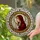 Serene Veiled Woman Prayer Stained Glass Mosaic - Red Robe, Amber Border, Cream White Stained Glass Suncatcher - 2